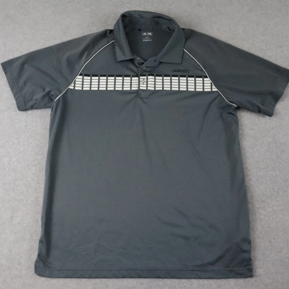 Adidas Golf‎ Polo Shirt Mens Large Adizero Performance Gray Short Sleeve